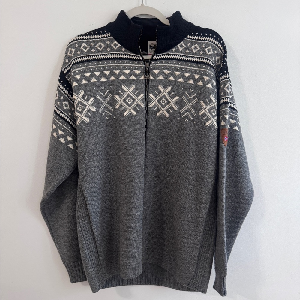 Dale of Norway Gray and White Full Zip-Up Sweater Jacket Size Lg Unisex